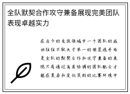 全队默契合作攻守兼备展现完美团队表现卓越实力